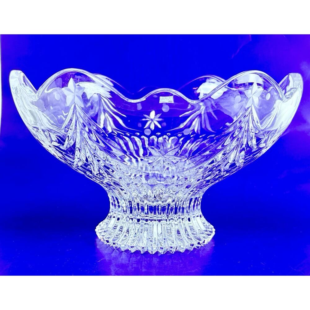 Mikasa Crystal Centerpiece Bowl CHRISTMAS NIGHT Large 10" Slovenia